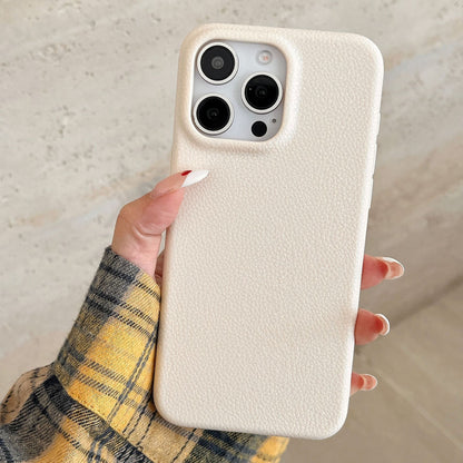Premium Minimalist iPhone 17 Case Solid-Color Leather-Textured iPhone 16 Case Soft Case for iPhone 13/12/11