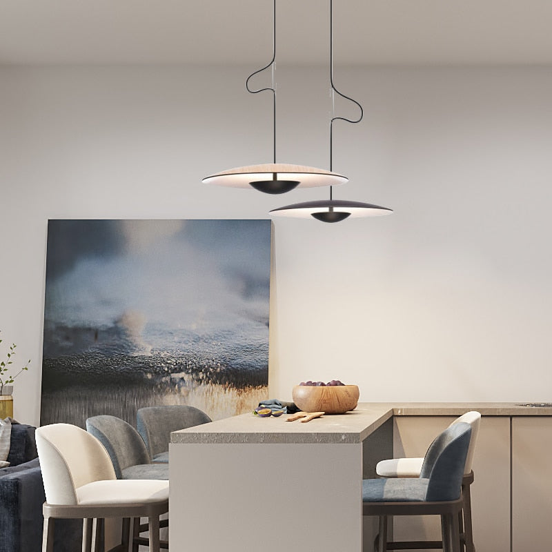Modern Led Pendant Light Kitchen Black Round Cafe Nordic Study Living Room Bedroom Ufo Hanging Lamp
