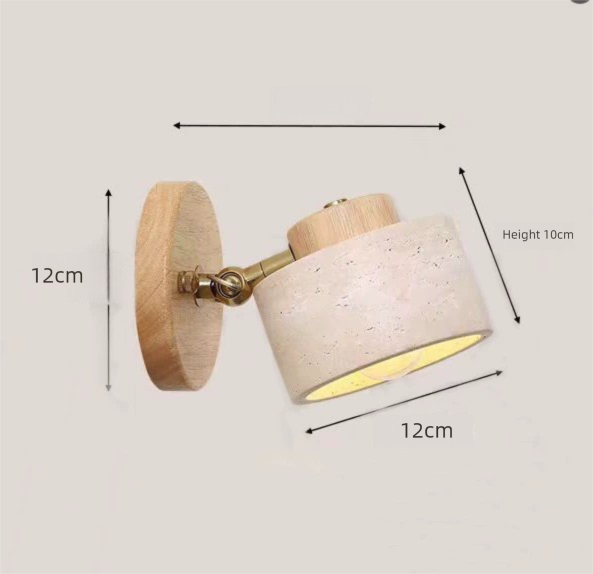Yellow Cave Stone Wabi-sabi Bedroom Bedside Wall Lamp Retro Homestay Study Rotatable Wall Lamp with Switch