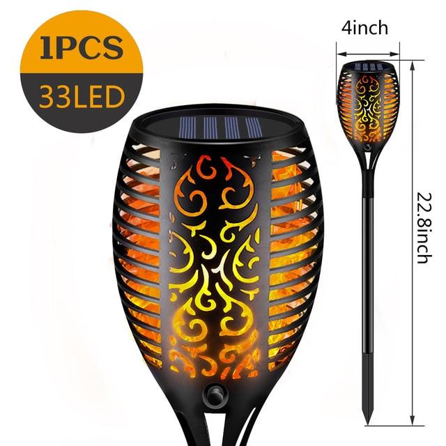 33/96 LED Solar Flame Lamp Outdoor Torch Lights Safety Waterproof Light Flicker Lights for Garden Decoration Automatic On Dusk