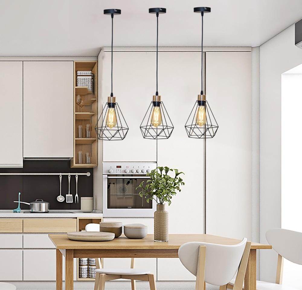 Modern  Industrial Vintage Cage Pendant Light Iron Art Diamond Pyramid Wrought home Ceiling Lamp Suitable for E27 bulbs