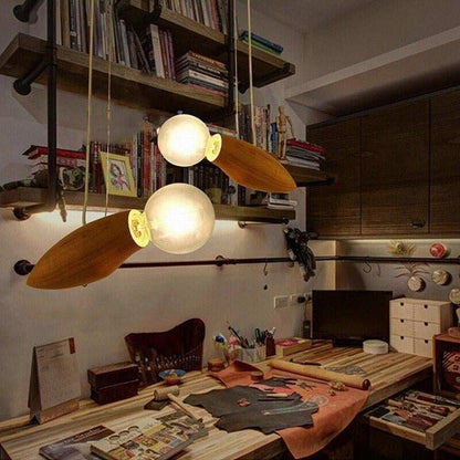 New design Modern Creative Cartoon Bee Lamp Balcony Small Wood Loft Pendant Lamp Cord Loft Hanging Light Bulb Stairs Decorated