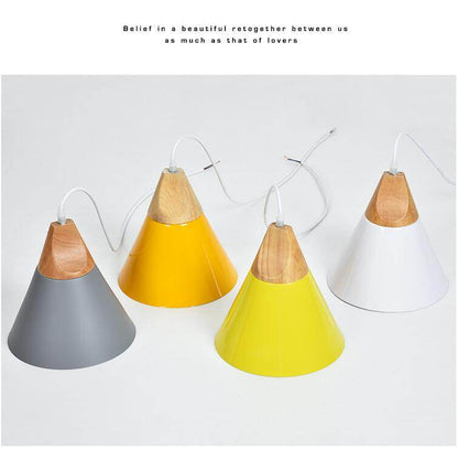 Nordic Combined Bar Real Wood Pendant Lights Multicolor Aluminum Lamp Shade Pendant Lamps for Dining Room Home Lighting Fixture