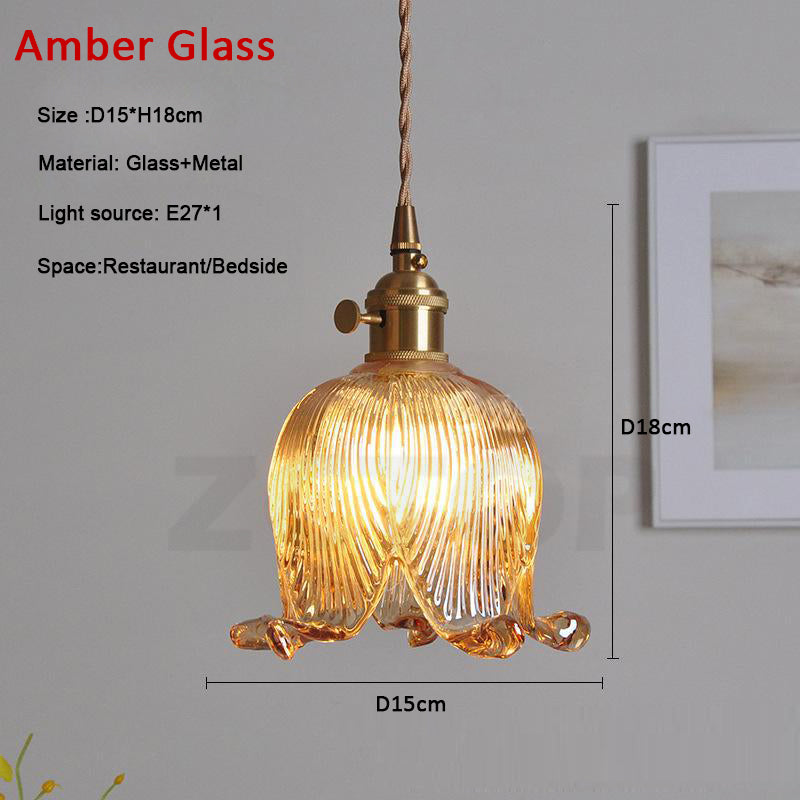 Vintage Creative LED Pendant Light Fixtures Home Deoor Reading Bedroom Knob Switch Loft Flower Glass Hanging Wall Lamp Luminaire