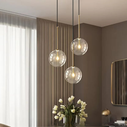 Nordic Clear Glass Lampshade Hanging Light Creative Restaurant Chandelier Simple Bar Cafe Lamps