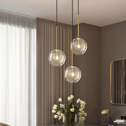Nordic Clear Glass Lampshade Hanging Light Creative Restaurant Chandelier Simple Bar Cafe Lamps