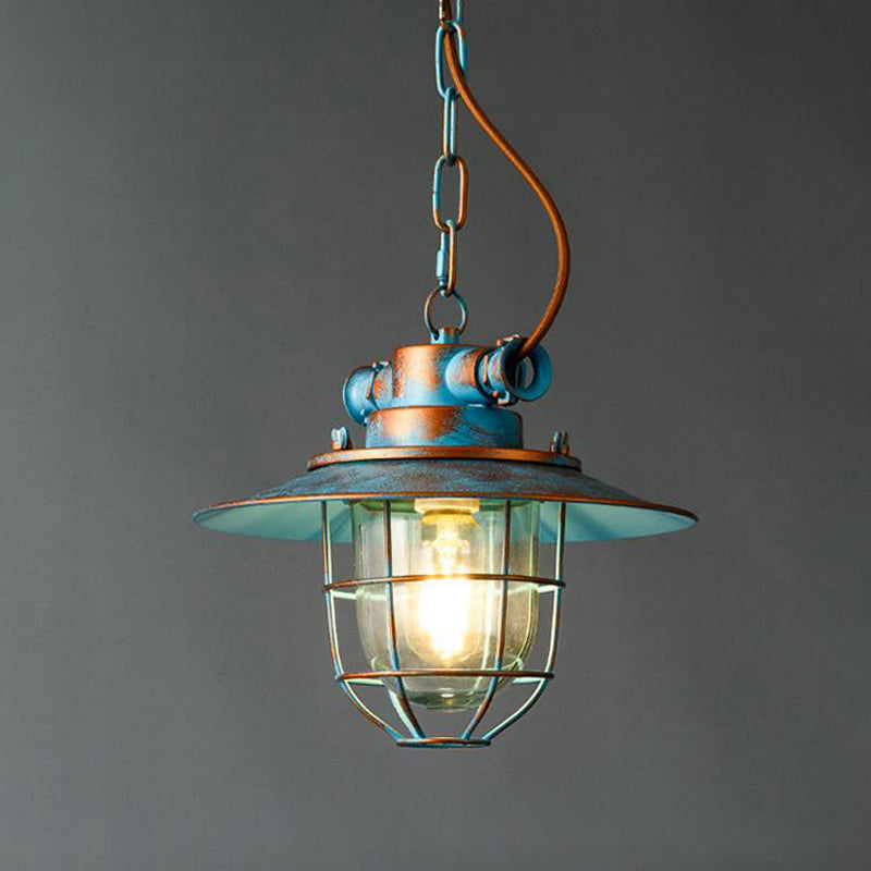 American Retro Industrial Vintage Waterproof Pendant Lamp Chain Loft Ceiling Hanging Lights Iron Glass Metal Cage