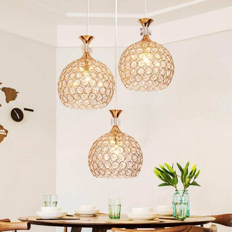 Modern Simplicity Style Indoor Decorations Pendant Lamp E27 LED Crystal Pendant Lights For Restaurant 3 Heads Hanging Light