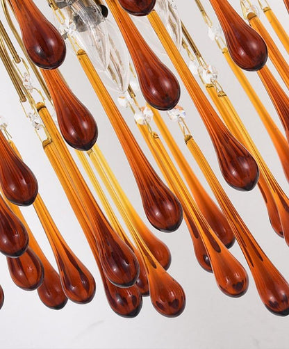 Retro Water Drop French Light Luxury Living Room Bedroom American Glass Chandelier