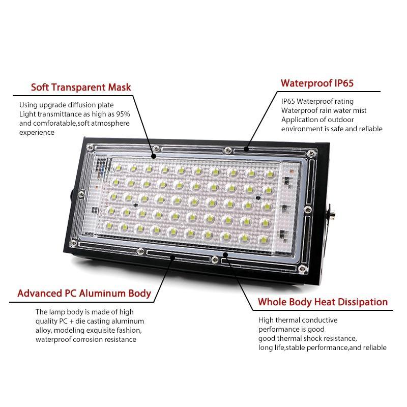 Led Floodlight 50W Waterproof IP65 Garden Lamp Outdoor LED Reflector Light AC  Spotlight Street Lighting