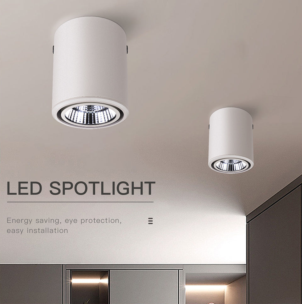 Aluminum LED Downlight COB Surface Mounted Spot Light Home Decor Ceiling Lamp 7W 12W Spotlight Hallway Indoor Lighting