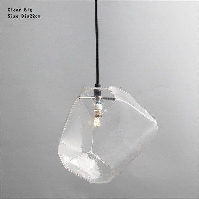 Modern Scandinavian Ice Crystal Glass Pendant Lights Creative Restaurant Hanging Lights Colored Stone Single Head Luminarias