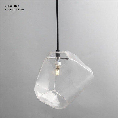 Modern Scandinavian Ice Crystal Glass Pendant Lights Creative Restaurant Hanging Lights Colored Stone Single Head Luminarias