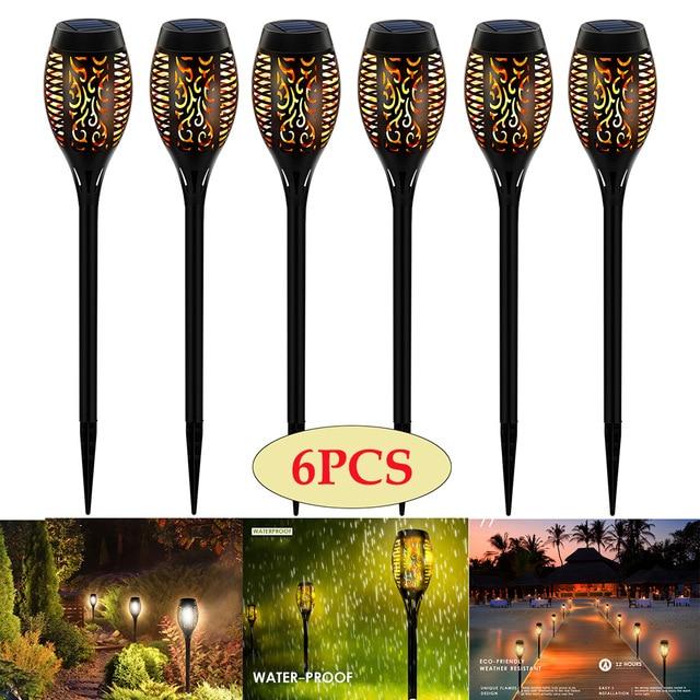 LED Solar Flame Torch Lamp Outdoor Lights Solar Garden Light Flickering Lamp Courtyard Balcony Lawn Path Spotlight ping