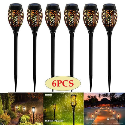 LED Solar Flame Torch Lamp Outdoor Lights Solar Garden Light Flickering Lamp Courtyard Balcony Lawn Path Spotlight ping