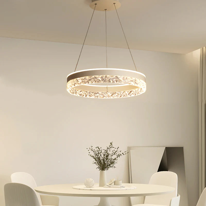 Modern Round Ring Led Chandelier Remote Control Pendant Lamp For Living Room Dining Room Kitchen Bedroom Design Hanging Light