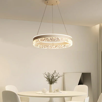 Modern Round Ring Led Chandelier Remote Control Pendant Lamp For Living Room Dining Room Kitchen Bedroom Design Hanging Light