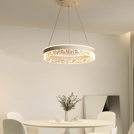 Modern Round Ring Led Chandelier Remote Control Pendant Lamp For Living Room Dining Room Kitchen Bedroom Design Hanging Light