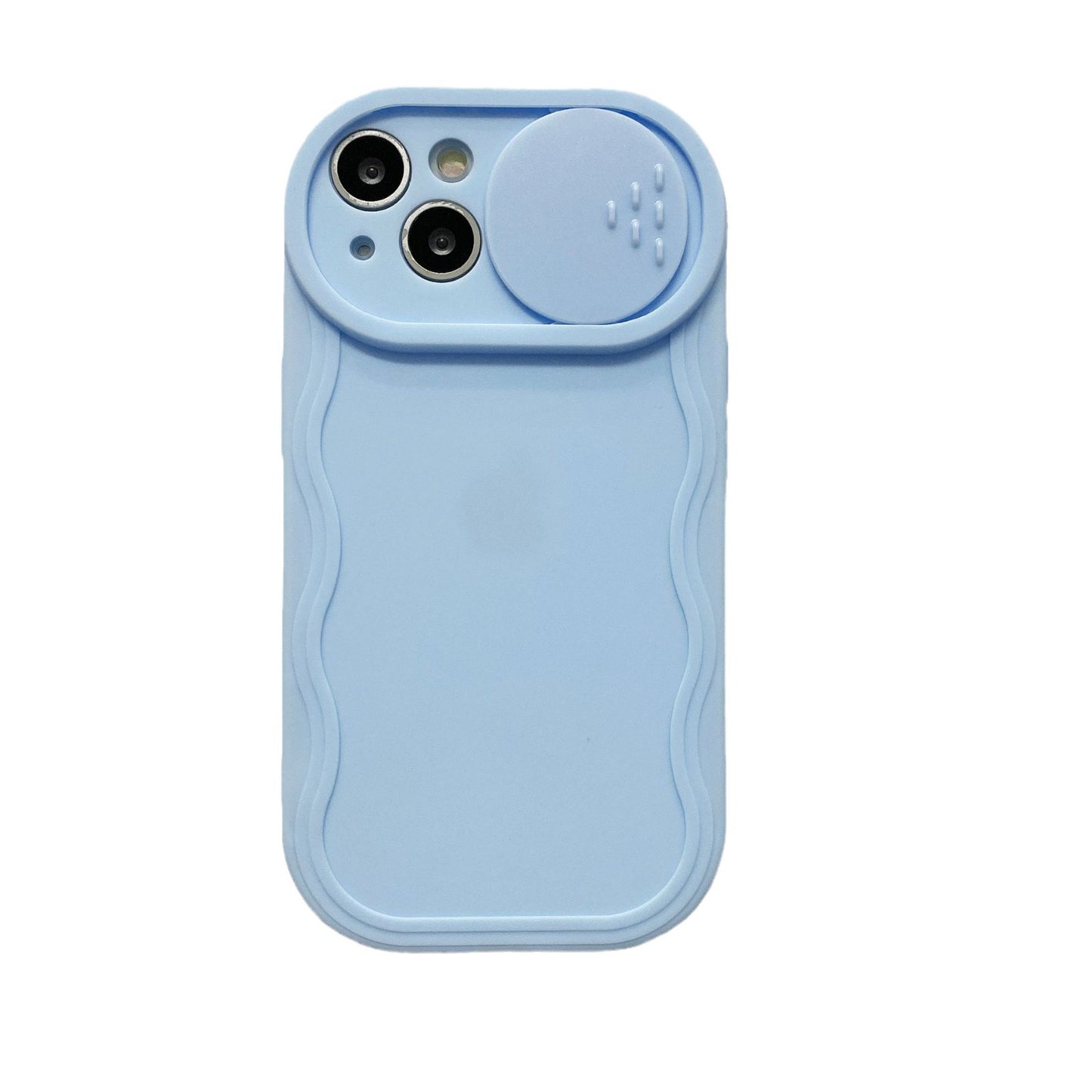 Wavy Pattern Minimalist Solid Color Sliding Window Soft Case for Apple IPhone 15/13/11 and XS Max 16