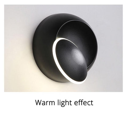LED Wall Lamp 360 degree rotation adjustable bedside light White and Black creative wall lamp Black modern aisle round lamp