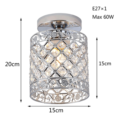 Modern Crystal Ceiling Lamp Silvery Ceiling Light E27 Max 60W Corridor Eliving Room Entry Door Bedroom Lamps Decorative Lights