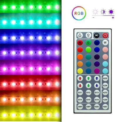 15m 3x5m LED Light Strips RGB Tiktok Lights 5050 SMD 450 Leds 10mm Strip Fexible Light Led Tape not-waterproof DC 12V 450leds with 44key IR Remote Controller Kit