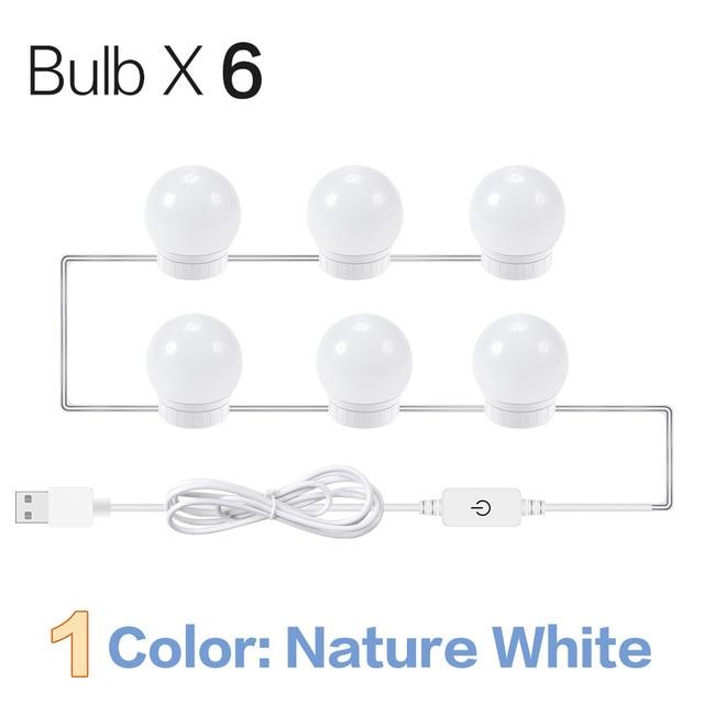 Hollywood Led Makeup Mirror Light 3-color Stepless Dimmable Dressing Table Bathroom Led Wall Lamp USB Make Up Vanity Lighting