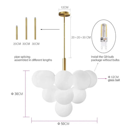 Modern Luxury Led Glass Chandelier Simple Chandelier Home Indoor Lighting Decor Lamps Fixtures
