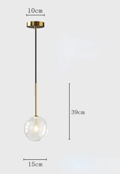 Nordic Clear Glass Lampshade Hanging Light Creative Restaurant Chandelier Simple Bar Cafe Lamps