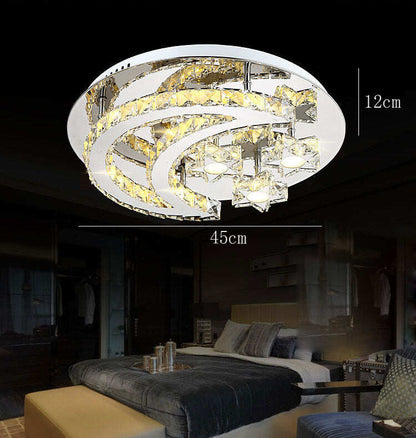 Simple Modern Restaurant Living Room Creative Round Stars And Moon Shaped Crystal Ceiling Lamp