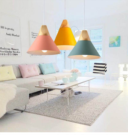 Nordic Modern Macaron Combination Wooden Pendant Lamp Loft Restaurant Cafe Decoration Pendant Light Bedroom Bedside Hanging Lamp