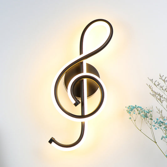22W LED Wall Lamp Bedroom Beside Wall Light Music Clef Shape Indoor Living Room Decoration Lighting AC90-260V Black