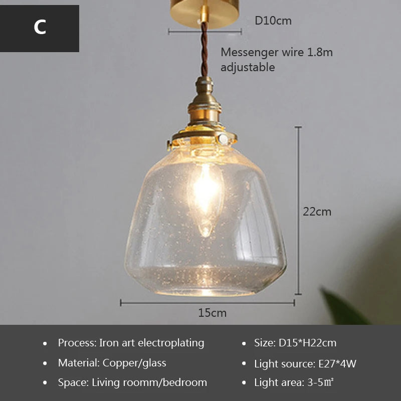 Glass Pendant Light Nordic Dining Room Retro Chandeliers Creative Minimal E27  Transparent Lampshade For Restaurant Lamp Lustre