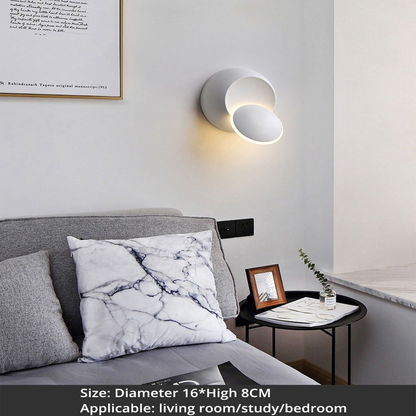 LED Wall Lamp 360 degree rotation adjustable bedside light White and Black creative wall lamp Black modern aisle round lamp