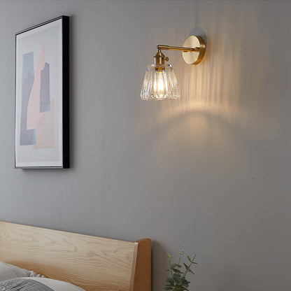 Nordic Modern Simple Light Luxury Brass Glass Wall Lamp Retro Living Room Bedroom Headboard Headlight