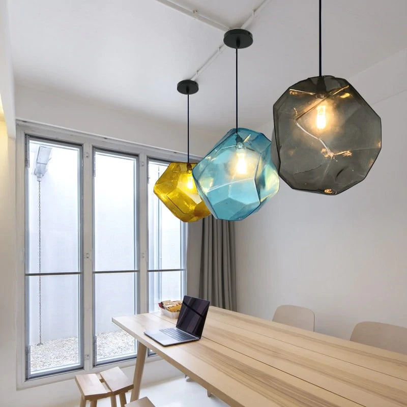 Simple Stone glass pendant light colorful indoor G4 LED lamp The restaurant dining room bar cafe shop lighting Fixture
