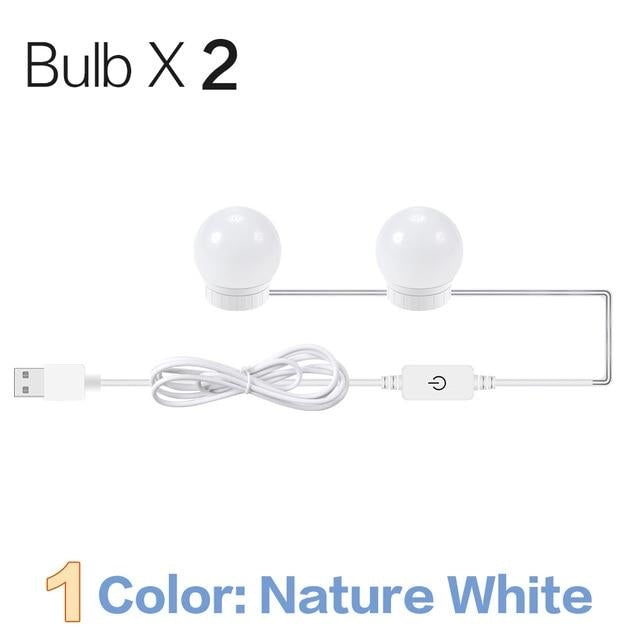 Hollywood Led Makeup Mirror Light 3-color Stepless Dimmable Dressing Table Bathroom Led Wall Lamp USB Make Up Vanity Lighting