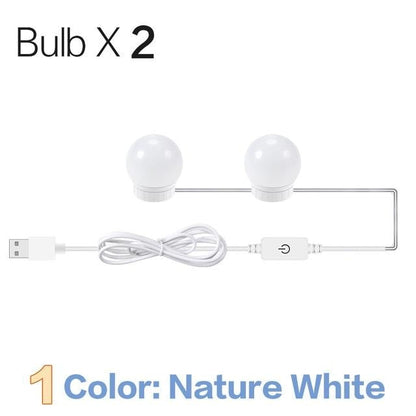 Hollywood Led Makeup Mirror Light 3-color Stepless Dimmable Dressing Table Bathroom Led Wall Lamp USB Make Up Vanity Lighting