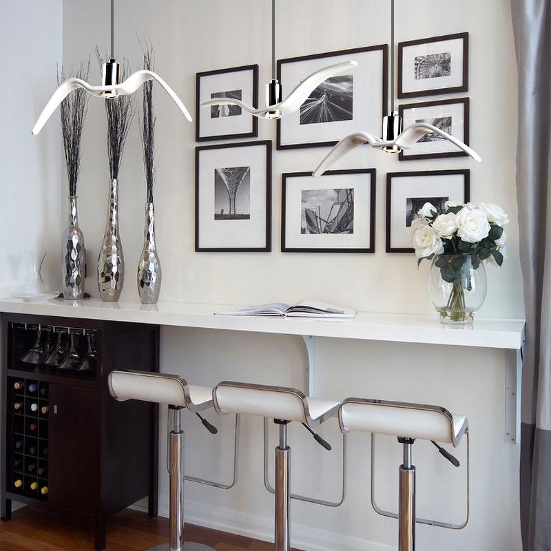 Nordic Chandelier Restaurant Three Creative Lights Modern Minimalist LED Bar Table Dining Room Personality Art Seagull Chandelier