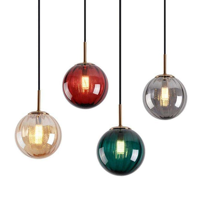 Colorful Glass Ball Bedroom Bedside Small Chandelier Creative Restaurant Bar Window Personality Post Modern Art Lamp Pendant Lamp