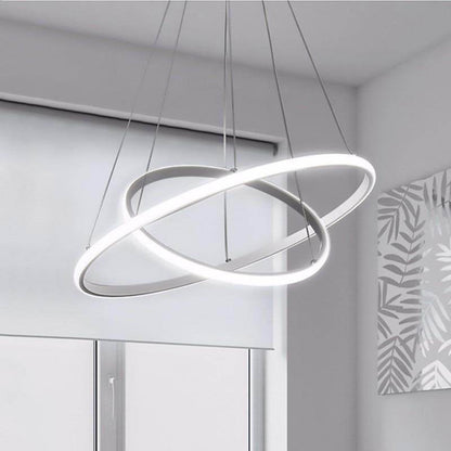 Modern LED Pendant Lights For Dining Room Black Rings Circle Living Bedroom Hanging Lamp Fixtures With Remote Control Luminaire