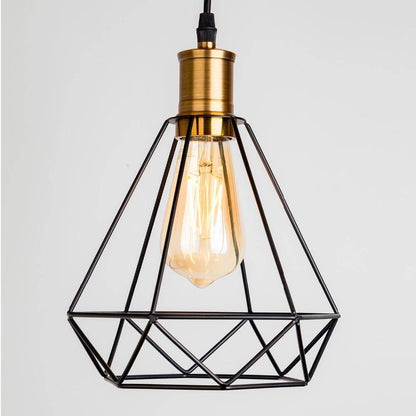 Modern  Industrial Vintage Cage Pendant Light Iron Art Diamond Pyramid Wrought home Ceiling Lamp Suitable for E27 bulbs
