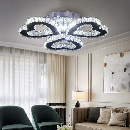 Modern LED Heart Shaped Three Rings Crystal Ceiling Lights Appliance Bedroom Light