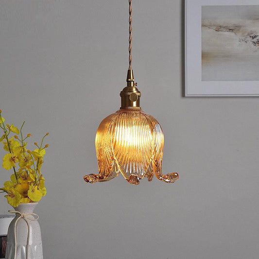 Vintage Creative LED Pendant Light Fixtures Home Deoor Reading Bedroom Knob Switch Loft Flower Glass Hanging Wall Lamp Luminaire