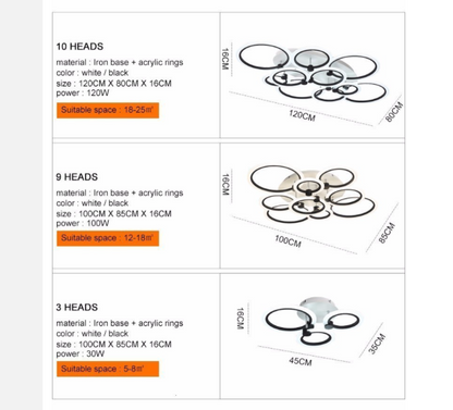 Modern LED Ceiling Lamp For Bedroom Lighting With Remote Control Living Dining Room Black Lights Fixtures Home Luminaria Lustre