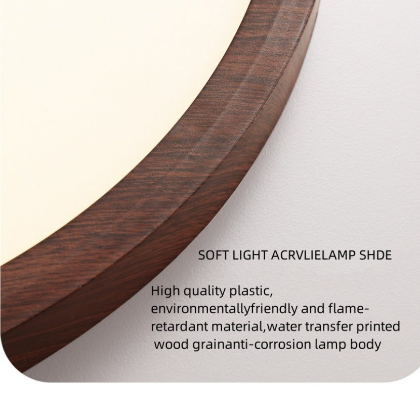Modern LED Ceiling Light Circular Ultrathin Wood Grain Walnut Decorative Light Indoor Bedroom Living Room Dining Room Home Light