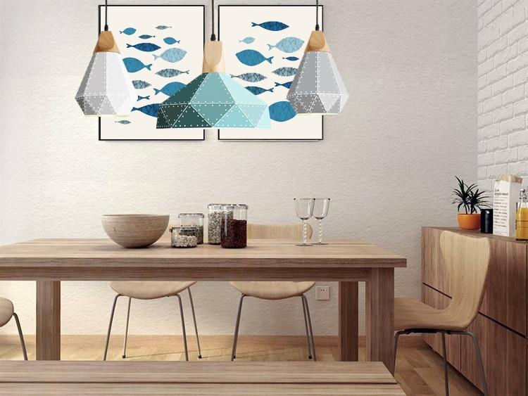 Modern minimalist design pendant lamp Nordic creative colorful led lamp home lighting bar restaurant iron solid wood lamp living