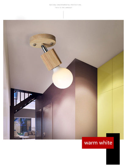 Modern LED Wooden Ceiling Light Novelty E26/27 Kitchen Bedroom Porch Dining Room Balcony Decoration Light Fixture