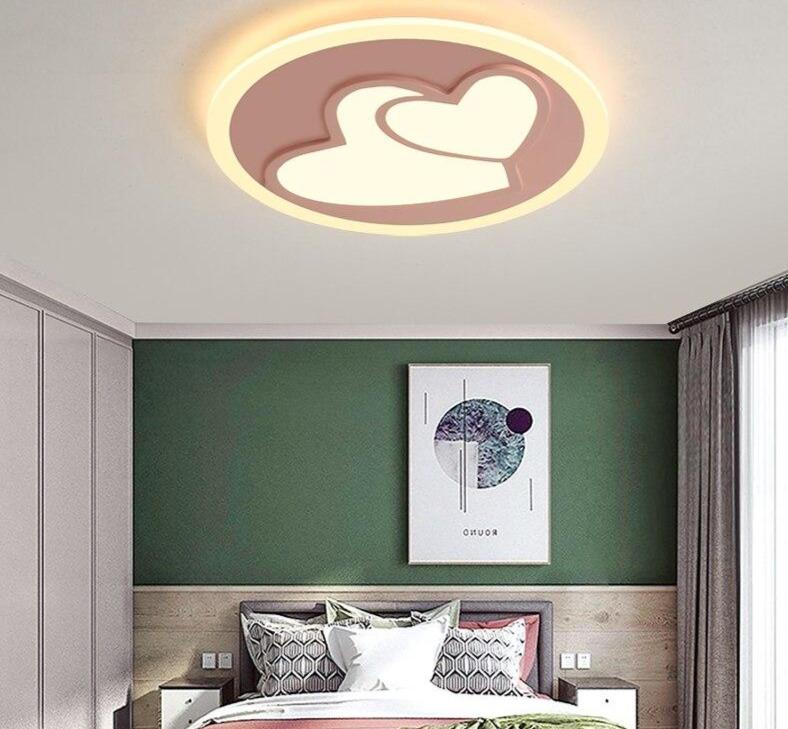Acrylic Modern Led Ceiling Lights Pink Heart Shape  For Living Room Bedroom Dining Room Home Ceiling Lamp Lighting