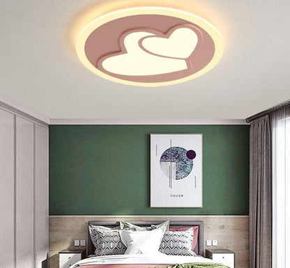 Acrylic Modern Led Ceiling Lights Pink Heart Shape  For Living Room Bedroom Dining Room Home Ceiling Lamp Lighting
